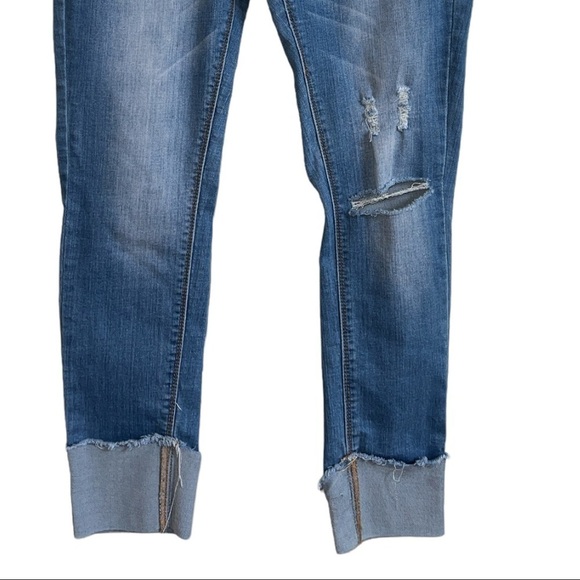 IRIS JEANS CUFFED SKINNY CROPS DISTRESSED WOMEN’S‎ DENIM JEANS SIZE 7 - Picture 3 of 14